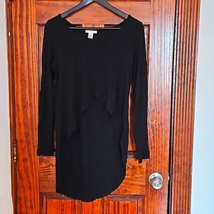 Long Sleeve Asymmetrical Tunic (Small, Black)